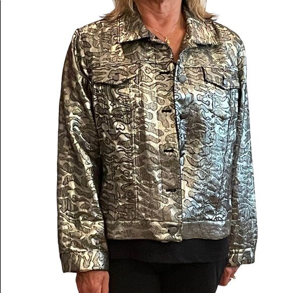 CHICO’S SILVER/BLACK JACKET - Picture 1 of 12